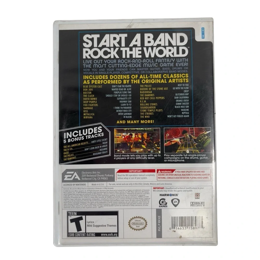Wii Rock Band Video Game Rated Teen Gaming Gamer Singing
